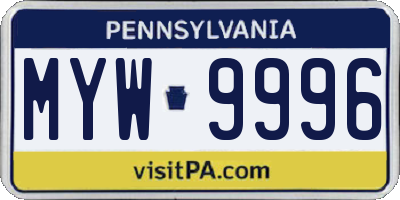 PA license plate MYW9996
