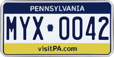 PA license plate MYX0042