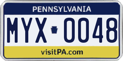 PA license plate MYX0048