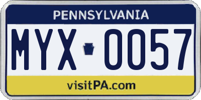 PA license plate MYX0057