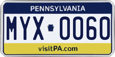 PA license plate MYX0060