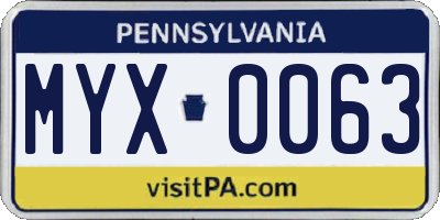 PA license plate MYX0063