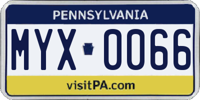PA license plate MYX0066