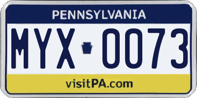 PA license plate MYX0073