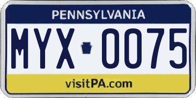 PA license plate MYX0075