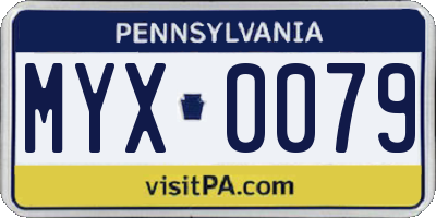 PA license plate MYX0079