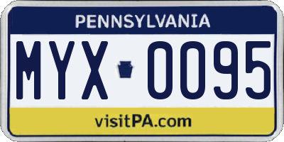 PA license plate MYX0095