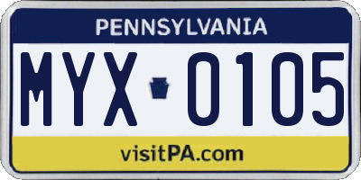 PA license plate MYX0105