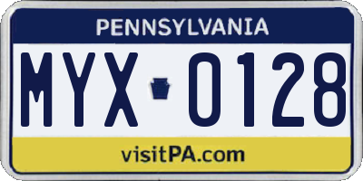 PA license plate MYX0128