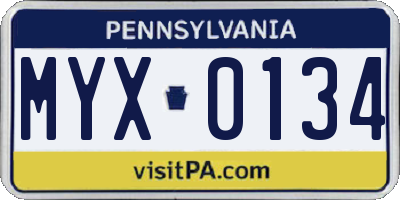 PA license plate MYX0134
