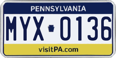 PA license plate MYX0136