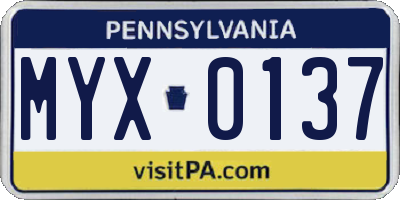 PA license plate MYX0137