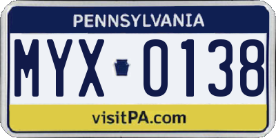 PA license plate MYX0138
