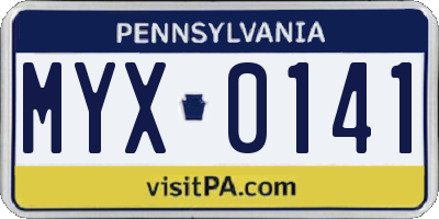 PA license plate MYX0141