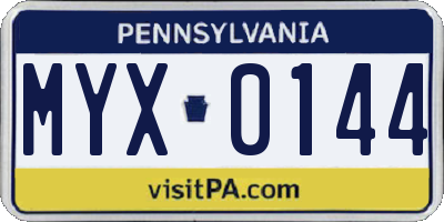 PA license plate MYX0144