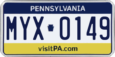PA license plate MYX0149