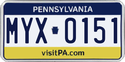 PA license plate MYX0151