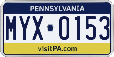 PA license plate MYX0153