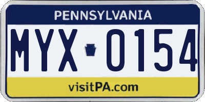 PA license plate MYX0154