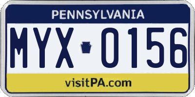 PA license plate MYX0156