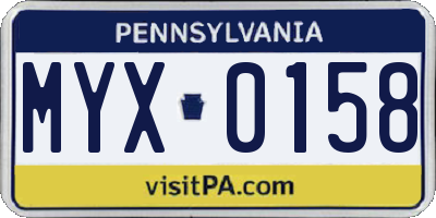 PA license plate MYX0158