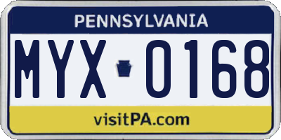 PA license plate MYX0168