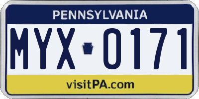PA license plate MYX0171