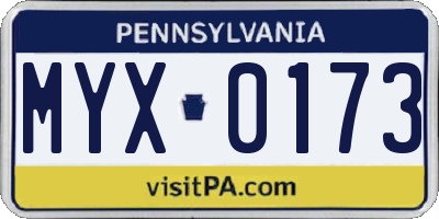 PA license plate MYX0173