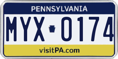 PA license plate MYX0174