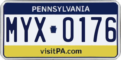 PA license plate MYX0176