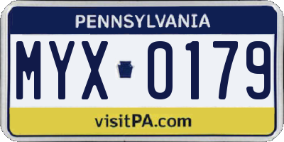 PA license plate MYX0179
