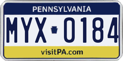PA license plate MYX0184