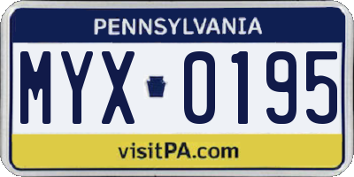 PA license plate MYX0195