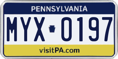 PA license plate MYX0197