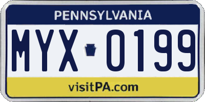 PA license plate MYX0199