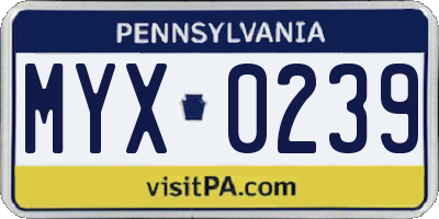 PA license plate MYX0239