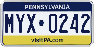 PA license plate MYX0242