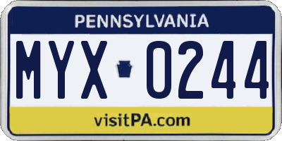 PA license plate MYX0244