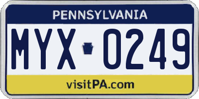 PA license plate MYX0249