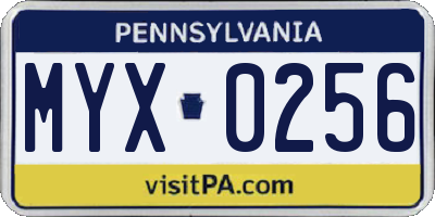PA license plate MYX0256