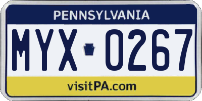 PA license plate MYX0267