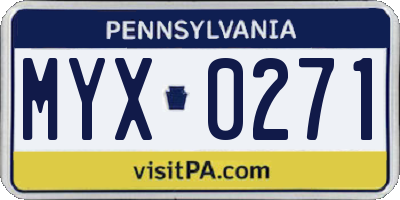 PA license plate MYX0271