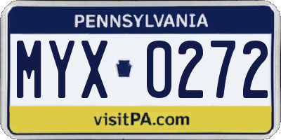 PA license plate MYX0272