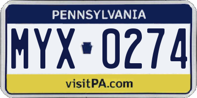 PA license plate MYX0274