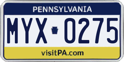 PA license plate MYX0275