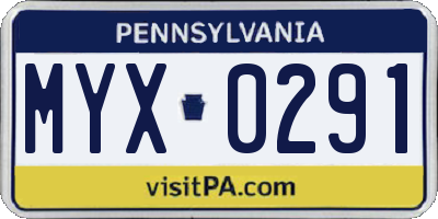 PA license plate MYX0291