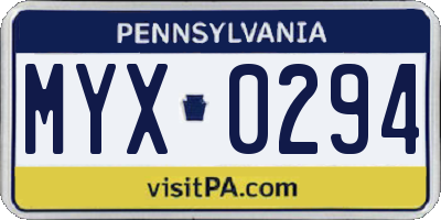 PA license plate MYX0294