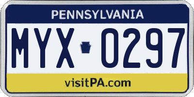 PA license plate MYX0297