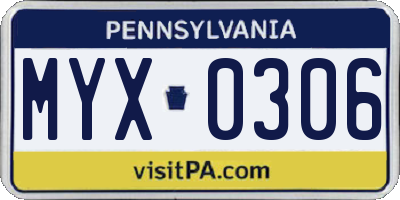 PA license plate MYX0306