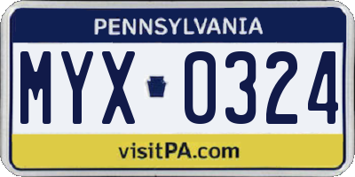 PA license plate MYX0324